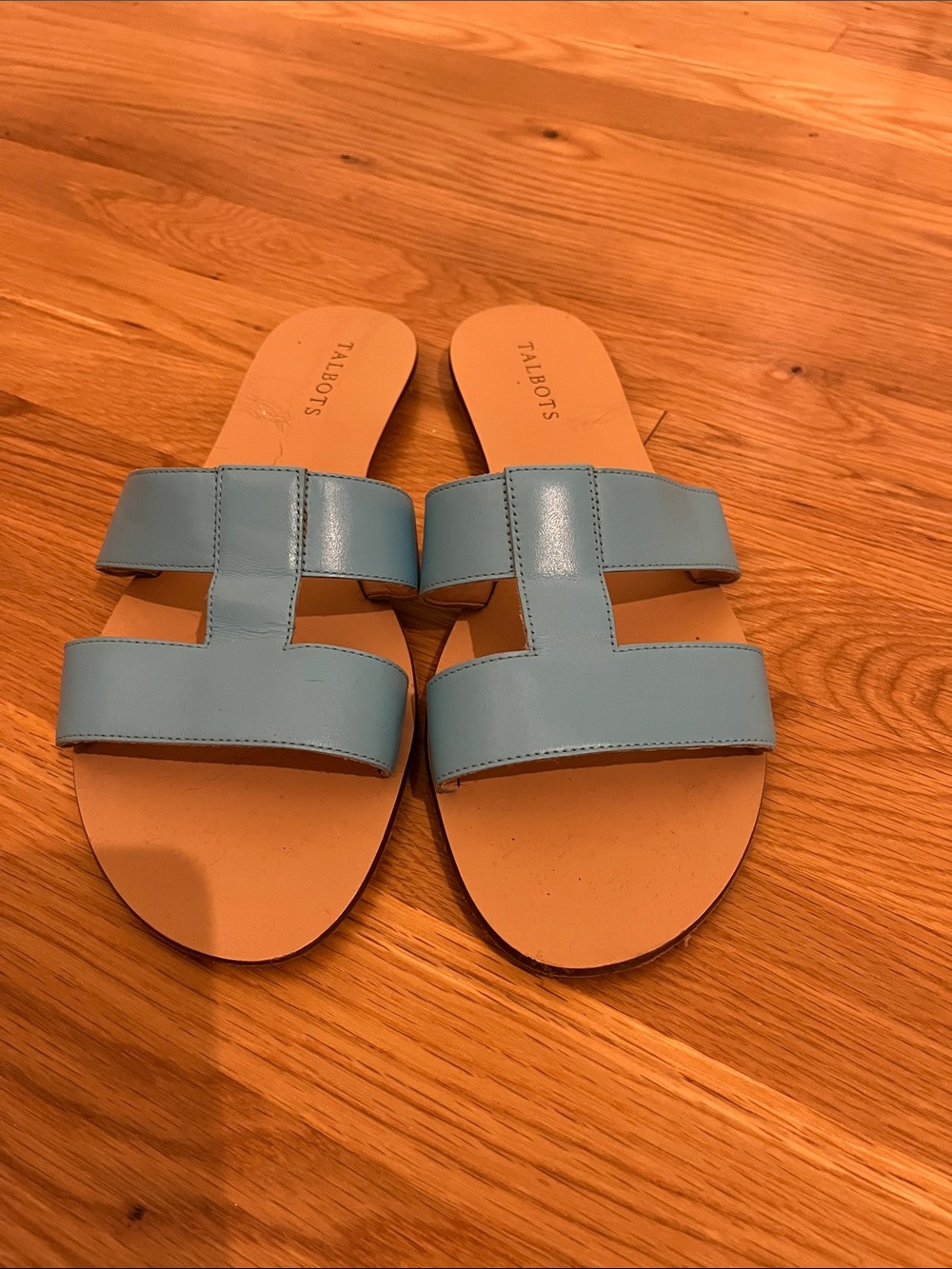 Talbots Blue Leather Slide Sandals Size 11 | Chic Summer Flats - Picture 2 of 7